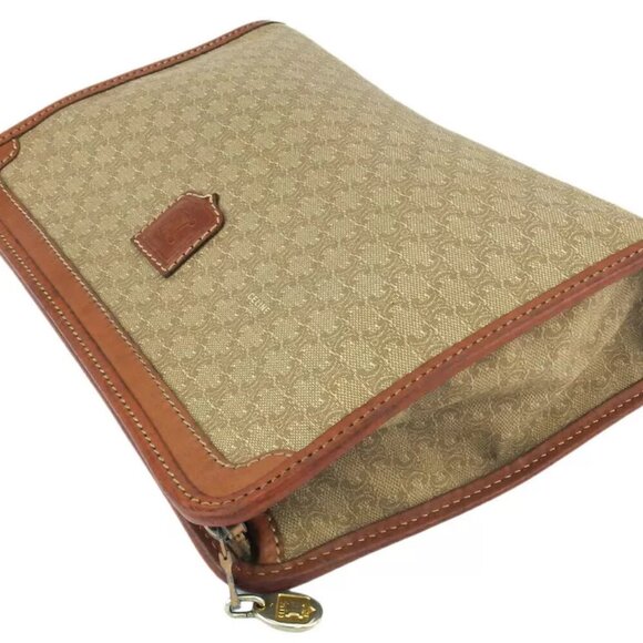 CELINE clutch bag macadam beige PVC ?~ leather Authentic T19132 - Picture 3 of 9